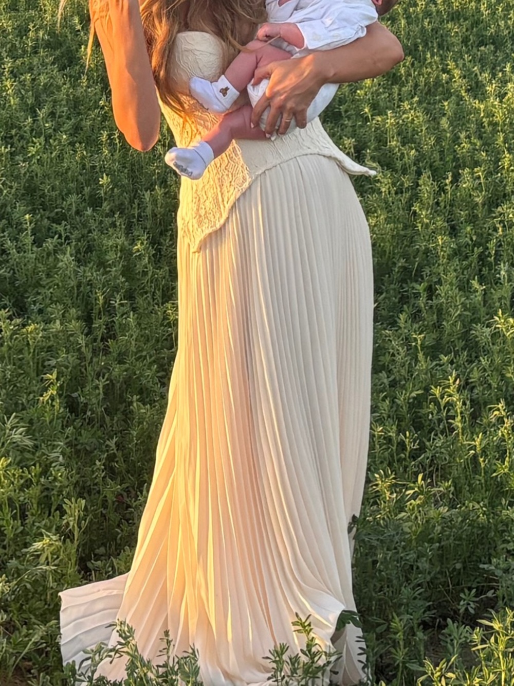 Daniella Lace Corset Pleated Maxi Dress
